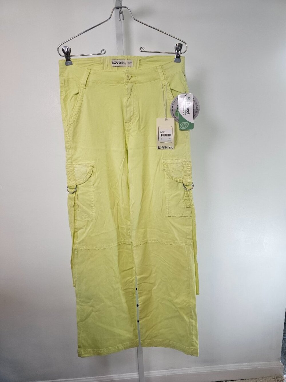 Lovegen Sunny Lime Cargo Pants Straight Leg Boho Casual 3 NWT